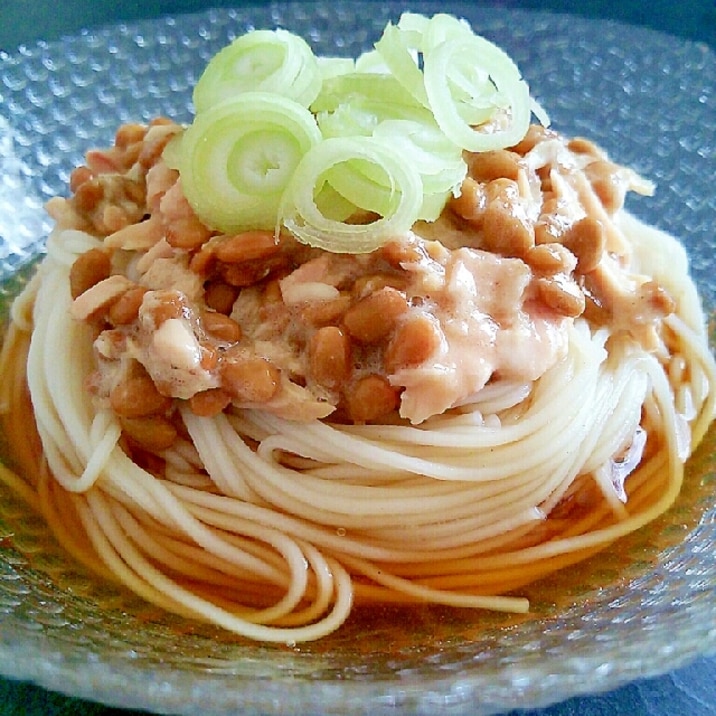 ズボラ飯☆ツナ納豆ぶっかけそうめん